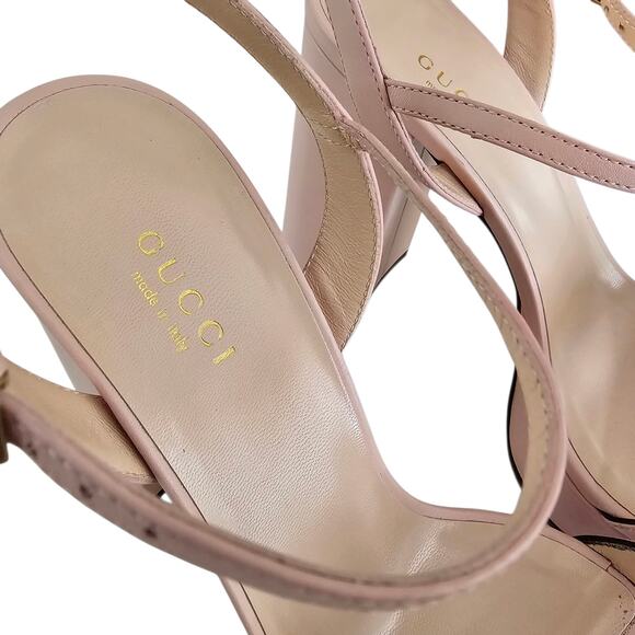 Gucci GG Marmont Platform Sandal Size 37 US 7 Light Baby Pink Block Heel - Picture 8 of 12